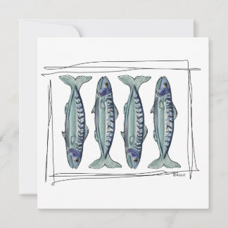 Coastal Blue Mackerel Seamless Ocean Fish Pattern Invitation