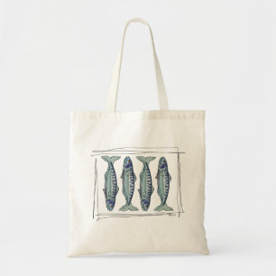 Coastal Blue Mackerel Seamless Ocean Fish Pattern Tote Bag