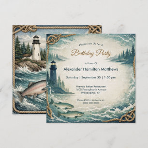 Coastal Blue Maritime Birthday Party Invitation