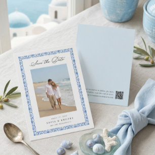 Coastal Blue Mediterranean Photo Save The Date