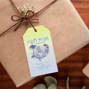Coastal Blue Mermaid Cowgirl Birthday Thank You  Gift Tags