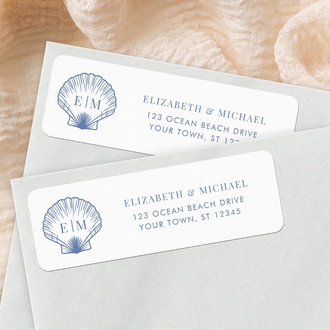 Coastal Blue Monogram Wedding Return Address (Creator Uploaded)