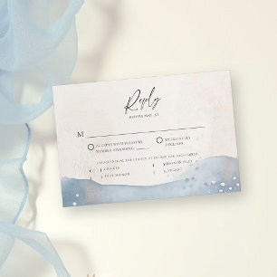 Coastal Blue Ocean Beach Wave Sand Elegant Wedding RSVP Card