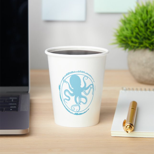 Coastal Blue Octopus 2 Paper Cups (Insitu)