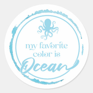 Coastal Blue Octopus Classic Round Sticker