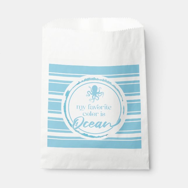 Coastal Blue Octopus Favour Bags (Front)