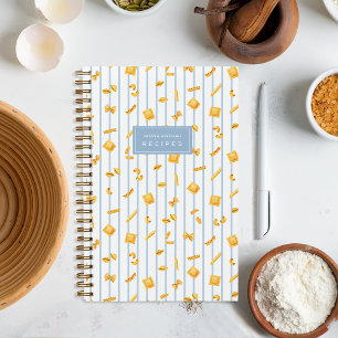 Coastal Blue   Pasta Shapes Personalized Recipe Notebook