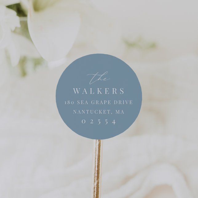 Coastal Blue Round Return Address Sticker (Creator Uploaded)