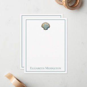 Coastal Blue Scallop Seashell Personalised Card