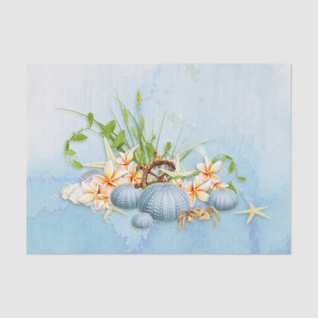 Coastal Blue Sea Urchin Floral Tissue Paper (Front)
