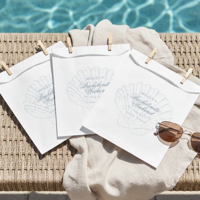 Coastal Blue Seashell Bachelorette Favour Bags (Coastal Blue Seashell Bachelorette Favor Bag)