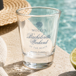 Coastal Blue Seashell Bachelorette Shot Glass