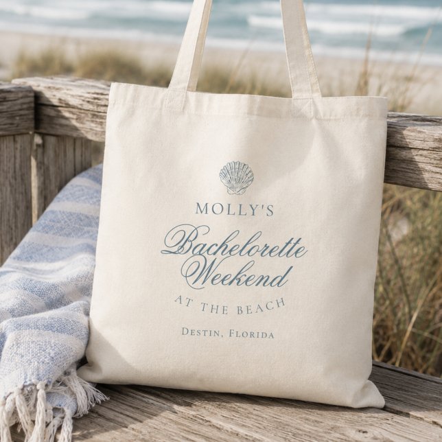 Coastal Blue Seashell Bachelorette Tote Bag (Coastal Blue Seashell Bachelorette Tote Bag)
