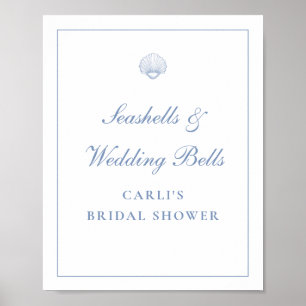 Coastal Blue Seashell Bridal Shower Sign