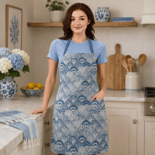 Coastal Blue Seashell Pattern Beach Apron