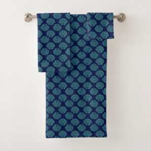 Coastal Blue Seashells Bath Towel Set