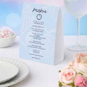 Coastal Blue Seashells Wedding Menu