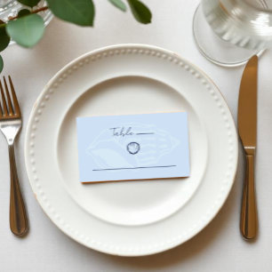 Coastal Blue Seashells Wedding Place Card