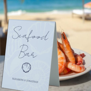 Coastal Blue Seashells Wedding Seafood Bar