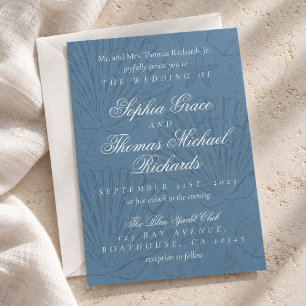 Coastal Blue Shell Destination Wedding Invitation