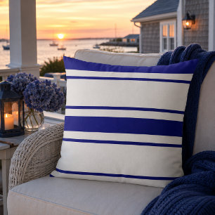 Coastal Blue Stripe Throw Pillow Cushion