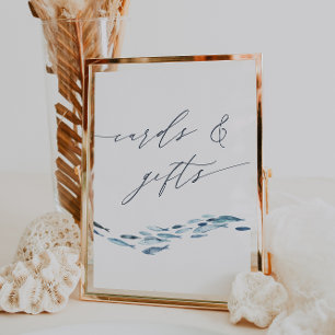 Coastal Blue Watercolor Fish Cards & Gifts Sign