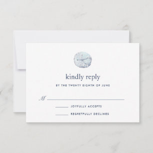 Coastal Blue Watercolor Sand Dollar RSVP Card