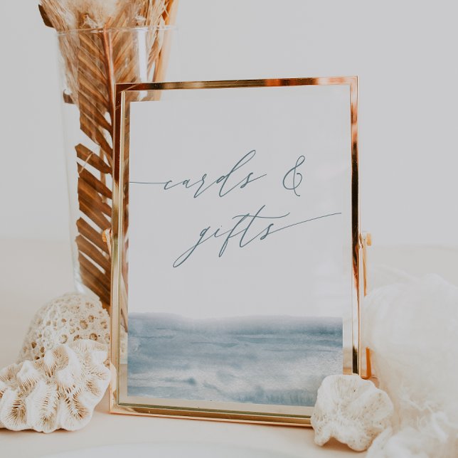 Coastal Blue Watercolor Wedding Cards & Gifts Sign (Creator Uploaded)