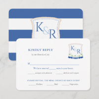 Coastal Blue Wedding Crest Meal Choice RSVP