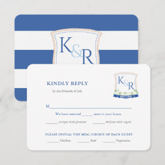 Coastal Blue Wedding Crest Meal Choice RSVP Enclosure Card