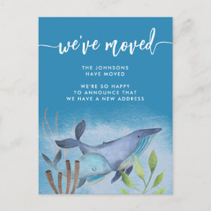 Coastal Blue Whale Nautical New Address Moving Announcement Postcard