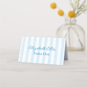 Coastal Blue White Striped Nautical Wedding Place Card