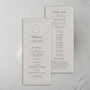 Coastal Boat Helm Faux Embossed Wedding Program