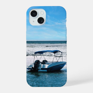 Coastal Boat Wall Art Minimalist Ocean Blue iPhone 15 Case