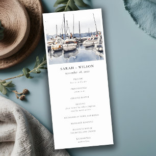 Coastal Boats at Harbour Seascape Wedding Program Invitation