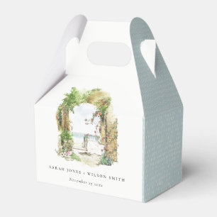 Coastal Botanical Arch Sand Beach Seascape Wedding Favour Box