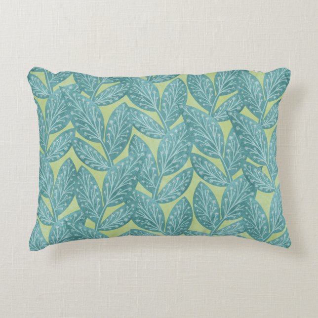 Coastal Botanical Green Accent Pillow (Front)