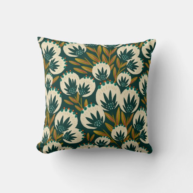 Coastal Botanical Throw Pillow (Front)