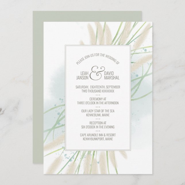 Coastal Botanical Wedding Invitation (Front/Back)