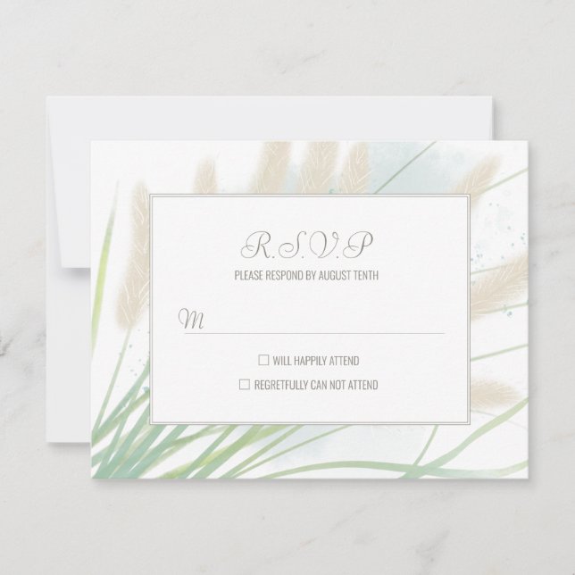 Coastal Botanical Wedding RSVP Card (Front)