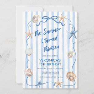 Coastal Bow Summer I turned Sixteen 16 Birthday Invitation