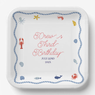Coastal Boys Birthday Paper Plate