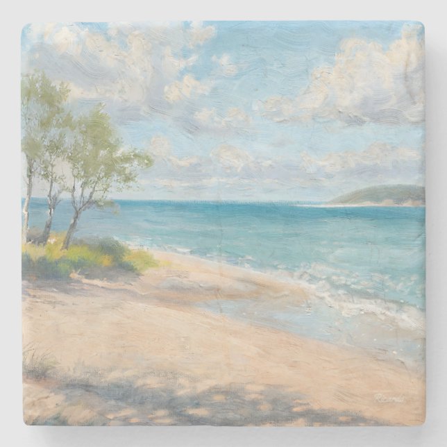 Coastal Breeze Fine Art Beach Print Stone Coaster (Front)