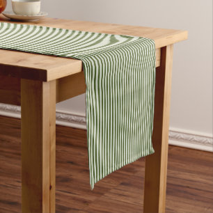 Coastal Breeze Fine Ticking Deep Olive Short Table Runner