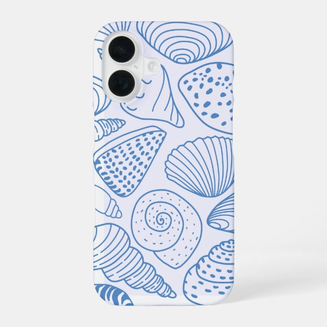 Coastal Breeze – Light Blue Beach Shell iPhone 16  Case (Back)