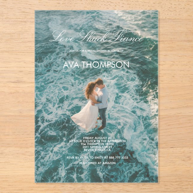 Coastal bridal shower Acrylic Invitation (Front)