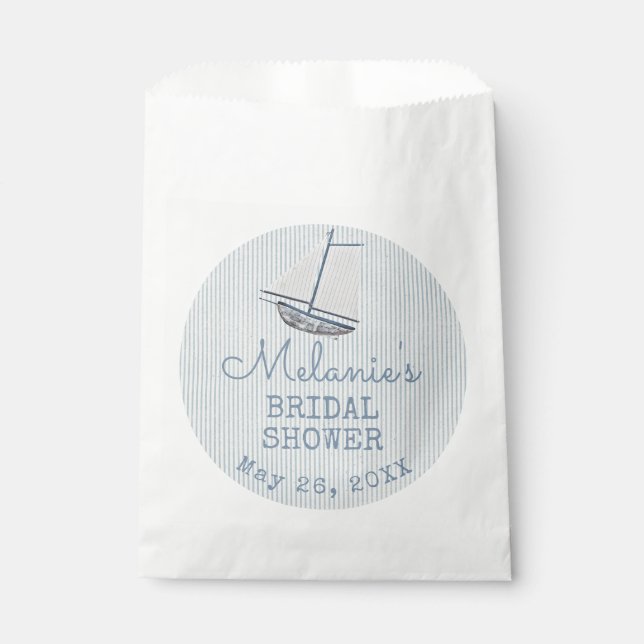 Coastal Bridal Shower Boat Stripe  Favour Bags (Front)