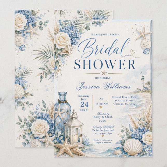 Coastal Bridal Shower Invitation (Front/Back)