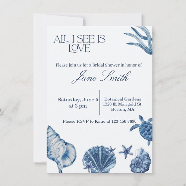Coastal bridal shower invitation Theme  (Front)