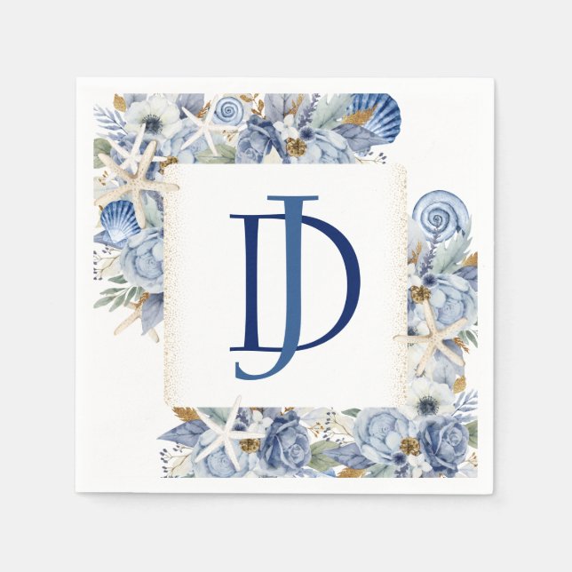Coastal Bridal Shower Paper Napkins (Front)